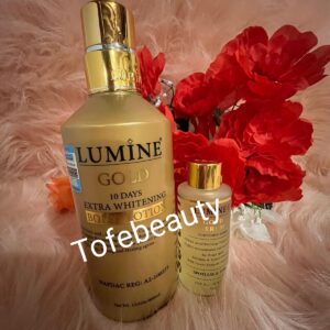 Original Lumine gold extra  body lotion 400ml x1 +lumine gold serum